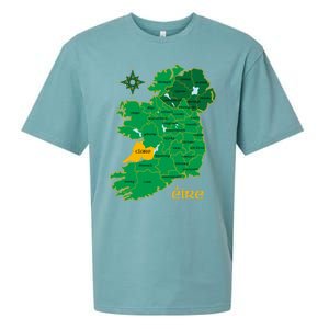 Clare Ireland County Map Eire Irish Travel Funny Gift Sueded Cloud Jersey T-Shirt