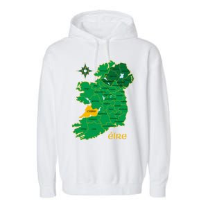 Clare Ireland County Map Eire Irish Travel Funny Gift Garment-Dyed Fleece Hoodie