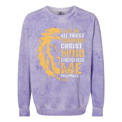 Christian I Can Do All Things Through Christ Lion Faith Colorblast Crewneck Sweatshirt