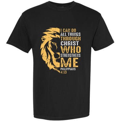 Christian I Can Do All Things Through Christ Lion Faith Garment-Dyed Heavyweight T-Shirt