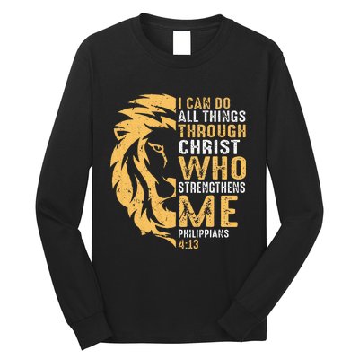 Christian I Can Do All Things Through Christ Lion Faith Long Sleeve Shirt