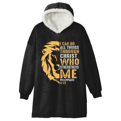 Christian I Can Do All Things Through Christ Lion Faith Hooded Wearable Blanket