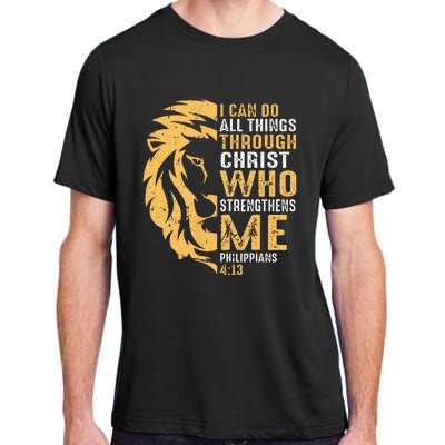 Christian I Can Do All Things Through Christ Lion Faith Adult ChromaSoft Performance T-Shirt