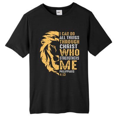 Christian I Can Do All Things Through Christ Lion Faith Tall Fusion ChromaSoft Performance T-Shirt