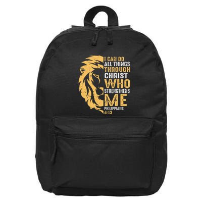 Christian I Can Do All Things Through Christ Lion Faith 16 in Basic Backpack