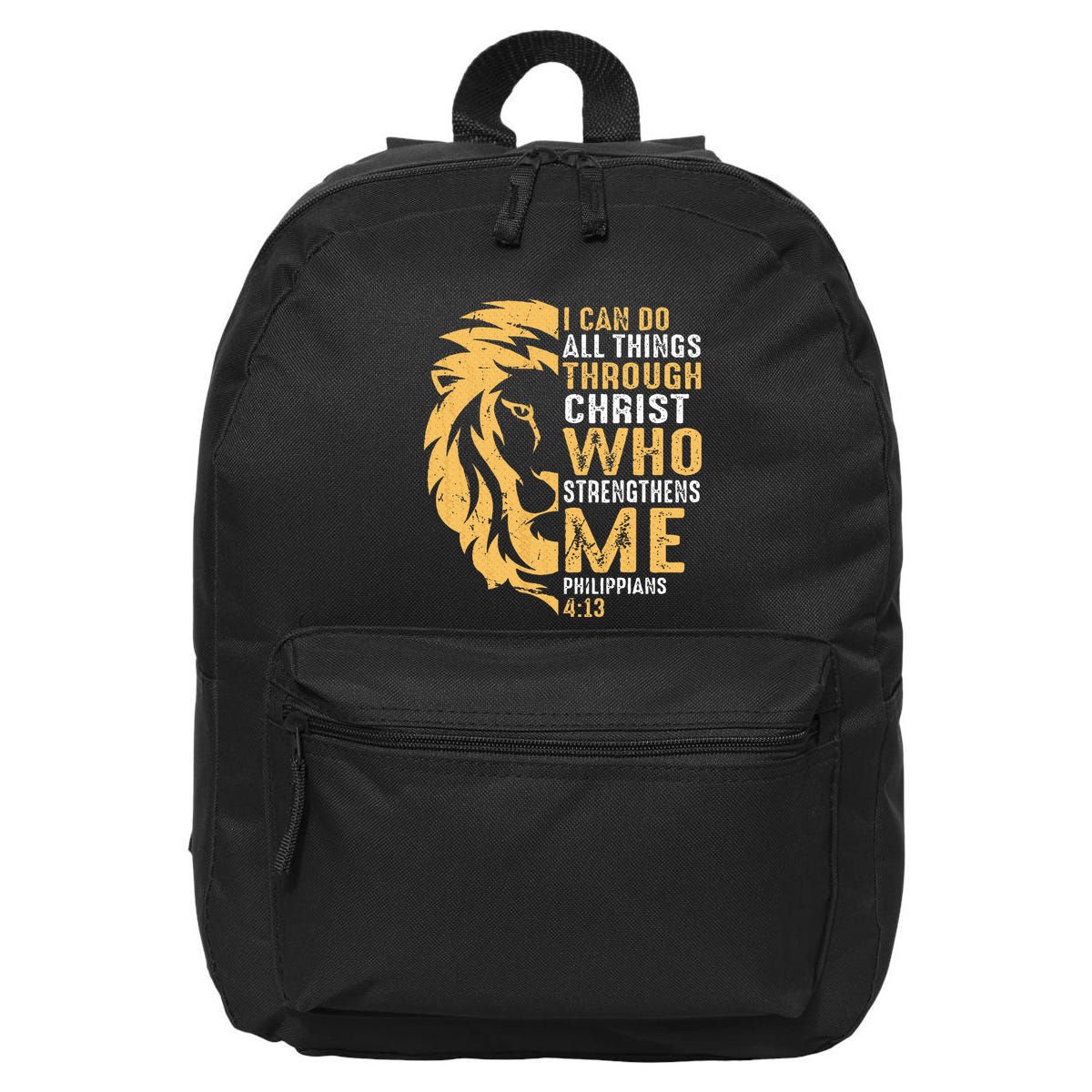 Christian I Can Do All Things Through Christ Lion Faith 16 in Basic Backpack