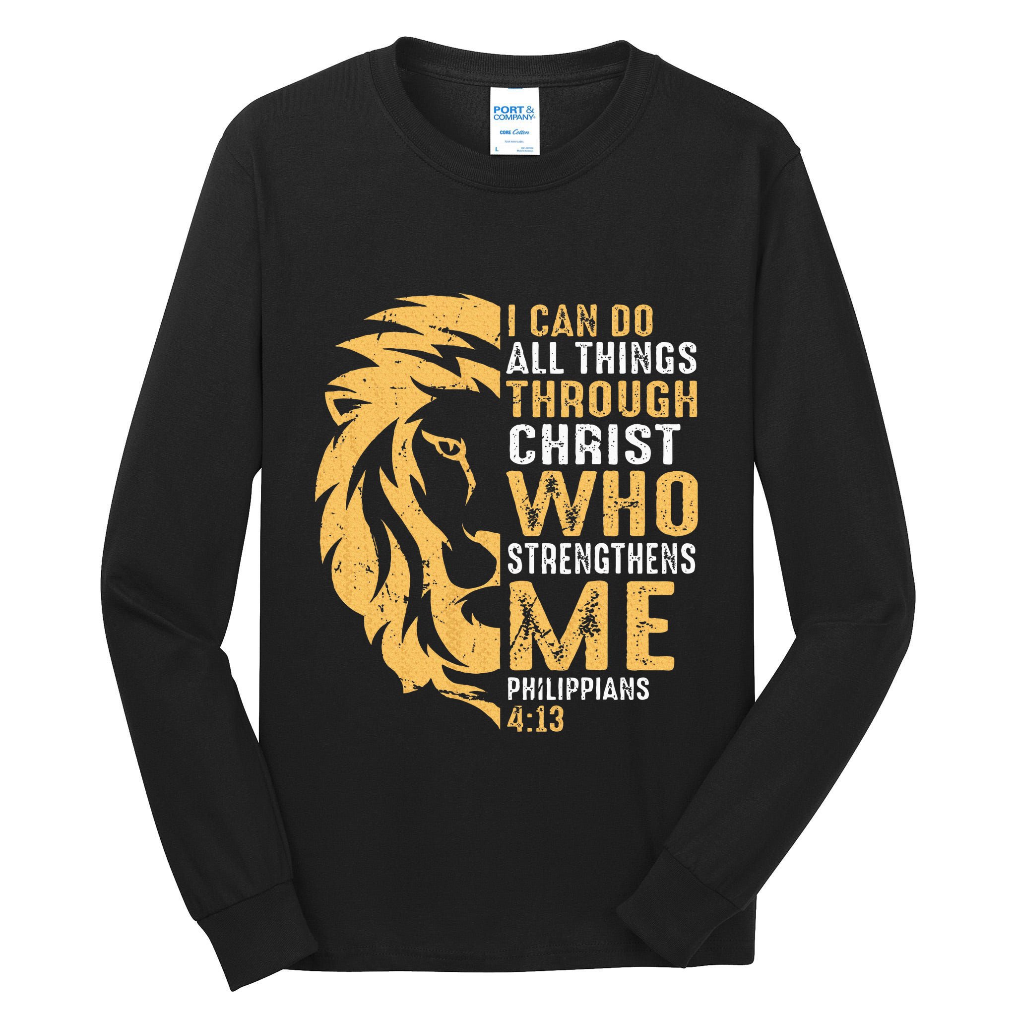 Christian I Can Do All Things Through Christ Lion Faith Tall Long Sleeve T-Shirt