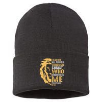 Christian I Can Do All Things Through Christ Lion Faith Sustainable Knit Beanie
