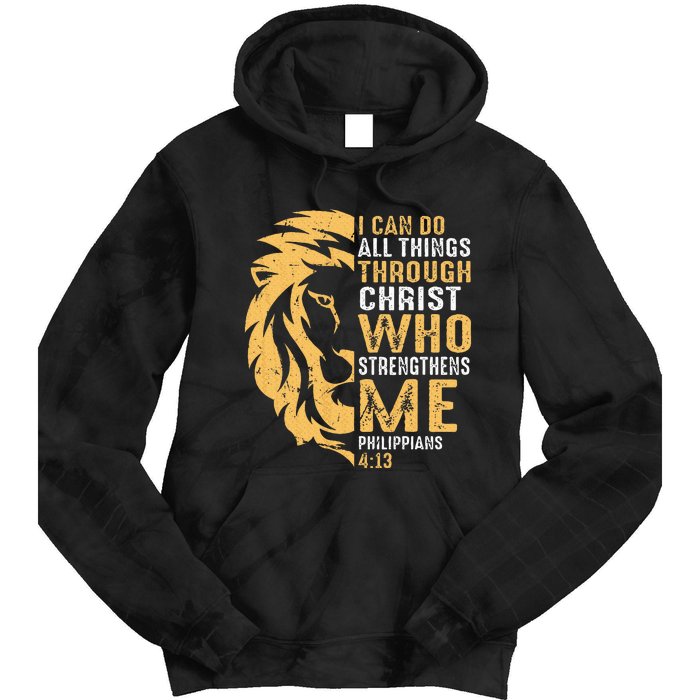 Christian I Can Do All Things Through Christ Lion Faith Tie Dye Hoodie