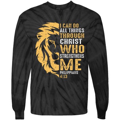 Christian I Can Do All Things Through Christ Lion Faith Tie-Dye Long Sleeve Shirt