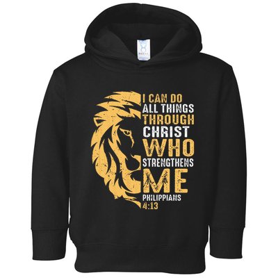 Christian I Can Do All Things Through Christ Lion Faith Toddler Hoodie