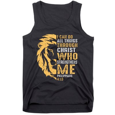 Christian I Can Do All Things Through Christ Lion Faith Tank Top