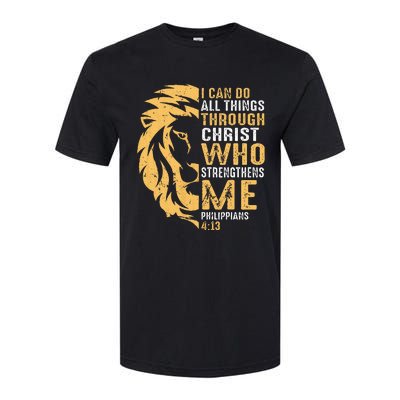 Christian I Can Do All Things Through Christ Lion Faith Softstyle® CVC T-Shirt