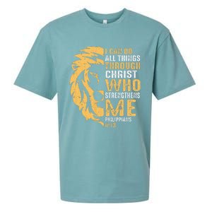 Christian I Can Do All Things Through Christ Lion Faith Sueded Cloud Jersey T-Shirt