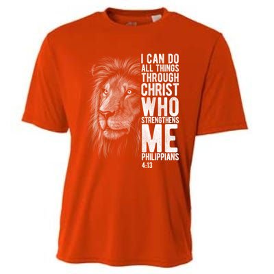 Christian I Can Do All Things Through Christ Lion Faith Gift Cool Gift Cooling Performance Crew T-Shirt