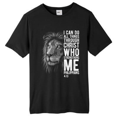 Christian I Can Do All Things Through Christ Lion Faith Gift Cool Gift Tall Fusion ChromaSoft Performance T-Shirt