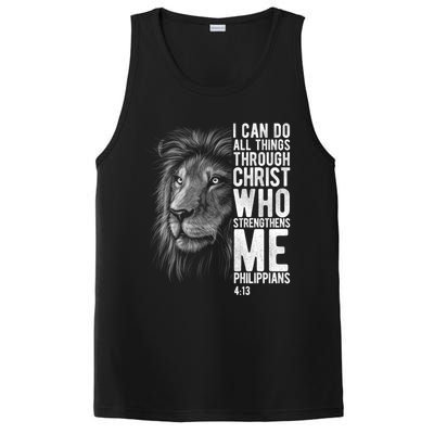 Christian I Can Do All Things Through Christ Lion Faith Gift Cool Gift PosiCharge Competitor Tank