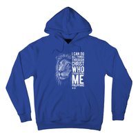 Christian I Can Do All Things Through Christ Lion Faith Gift Cool Gift Hoodie