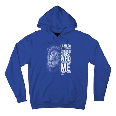 Christian I Can Do All Things Through Christ Lion Faith Gift Cool Gift Hoodie