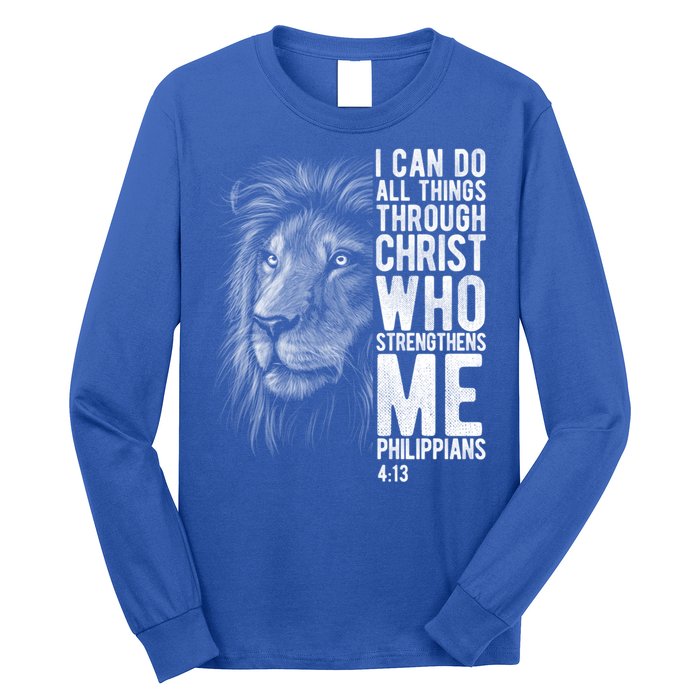 Christian I Can Do All Things Through Christ Lion Faith Gift Cool Gift Long Sleeve Shirt