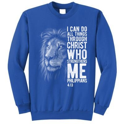 Christian I Can Do All Things Through Christ Lion Faith Gift Cool Gift Sweatshirt