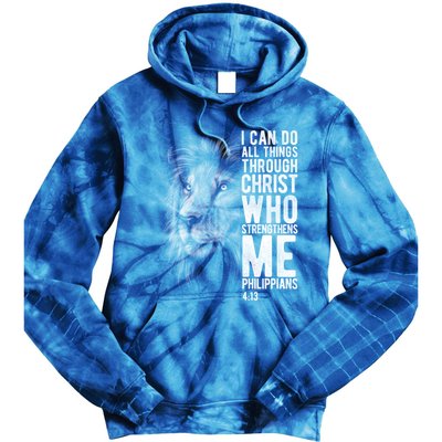 Christian I Can Do All Things Through Christ Lion Faith Gift Cool Gift Tie Dye Hoodie