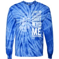 Christian I Can Do All Things Through Christ Lion Faith Gift Cool Gift Tie-Dye Long Sleeve Shirt