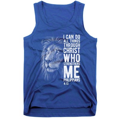 Christian I Can Do All Things Through Christ Lion Faith Gift Cool Gift Tank Top