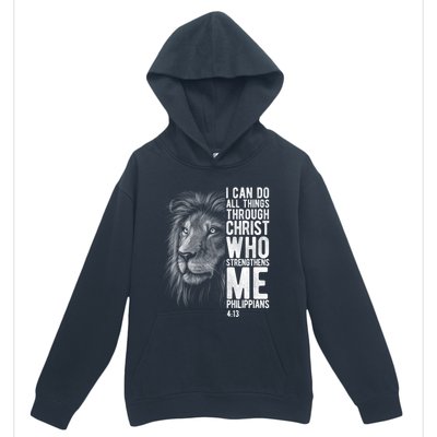 Christian I Can Do All Things Through Christ Lion Faith Gift Cool Gift Urban Pullover Hoodie