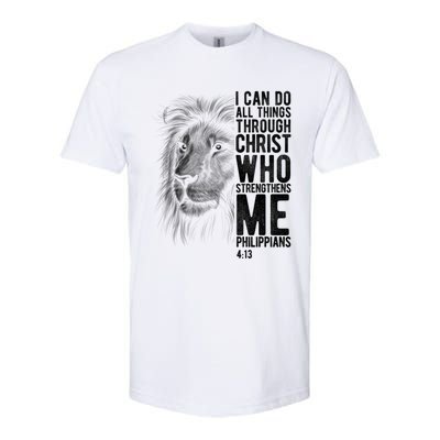 Christian I Can Do All Things Through Christ Lion Faith Gift Cool Gift Softstyle® CVC T-Shirt