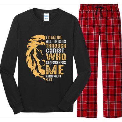 Christian I Can Do All Things Through Christ Lion Faith Long Sleeve Pajama Set