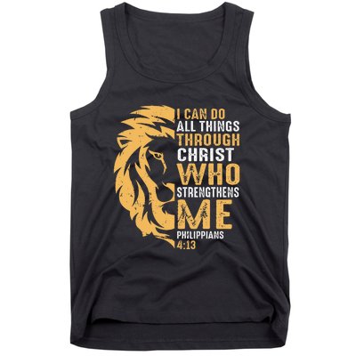 Christian I Can Do All Things Through Christ Lion Faith Tank Top