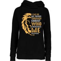 Christian I Can Do All Things Through Christ Lion Faith Womens Funnel Neck Pullover Hood