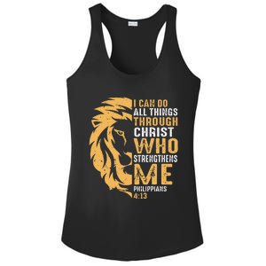 Christian I Can Do All Things Through Christ Lion Faith Ladies PosiCharge Competitor Racerback Tank