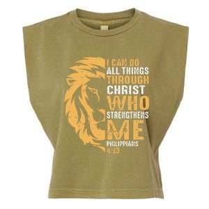 Christian I Can Do All Things Through Christ Lion Faith Garment-Dyed Women's Muscle Tee