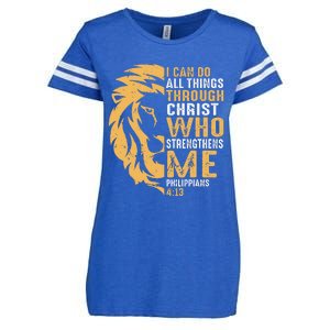 Christian I Can Do All Things Through Christ Lion Faith Enza Ladies Jersey Football T-Shirt