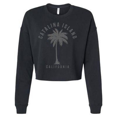 Catalina Island California Palm Tree Pride Vintage Cropped Pullover Crew