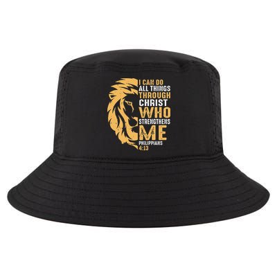 Christian I Can Do All Things Through Christ Lion Faith Cool Comfort Performance Bucket Hat