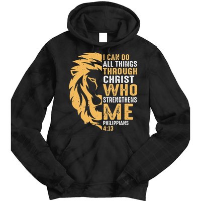 Christian I Can Do All Things Through Christ Lion Faith Tie Dye Hoodie