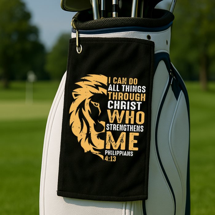 Christian I Can Do All Things Through Christ Lion Faith Golf Towel