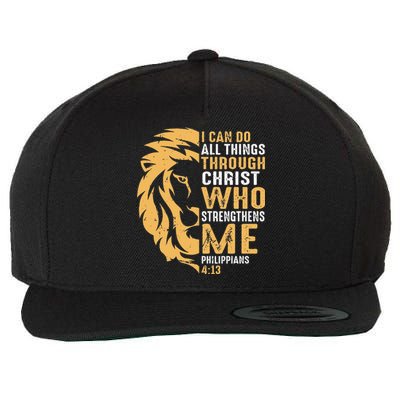 Christian I Can Do All Things Through Christ Lion Faith Wool Snapback Cap