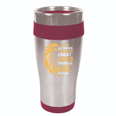 Christian I Can Do All Things Through Christ Lion Faith 16oz Travel Tumbler