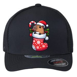 Capybara In Christmas Stocking Candy Cane Santa Hat Pajama Flexfit Unipanel Trucker Cap