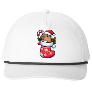 Capybara In Christmas Stocking Candy Cane Santa Hat Pajama Snapback Five-Panel Rope Hat