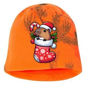 Capybara In Christmas Stocking Candy Cane Santa Hat Pajama Kati - Camo Knit Beanie