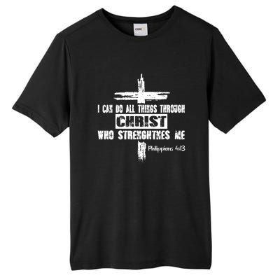 Christian I Can Do All Things Through Cross Jesus Religious Tall Fusion ChromaSoft Performance T-Shirt