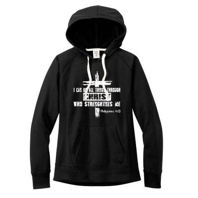 Christian I Can Do All Things Through Cross Jesus Religious Women's Fleece Hoodie