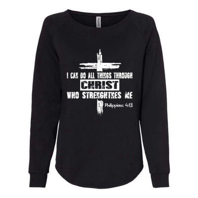 Christian I Can Do All Things Through Cross Jesus Religious Womens California Wash Sweatshirt