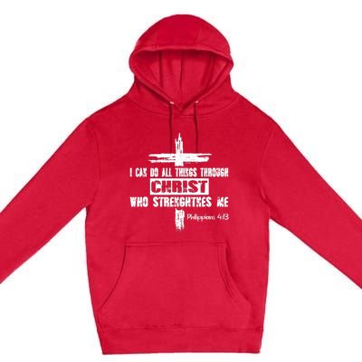 Christian I Can Do All Things Through Cross Jesus Religious Premium Pullover Hoodie