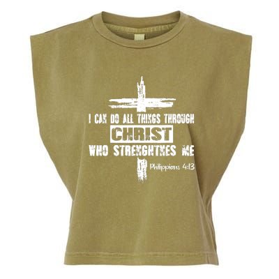 Christian I Can Do All Things Through Cross Jesus Religious Garment-Dyed Women's Muscle Tee